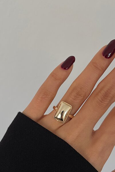 Lavian Accessories Gold Emerald Kesim Vintage Ayarlanabilir Yüzük