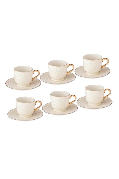 Rose Turkish coffee cup set made of porcelain with Islamic pattern