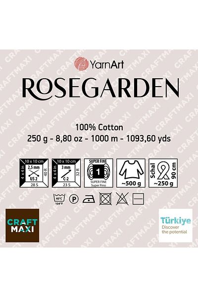 Yarnart Rosegarden - Μαρμάρινο νήμα πλεξίματος στο χέρι Ebruli-305