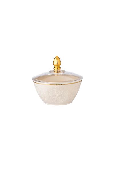 Rose Date bowl with lid with Islamic rose pattern (6.5*12) cm -132