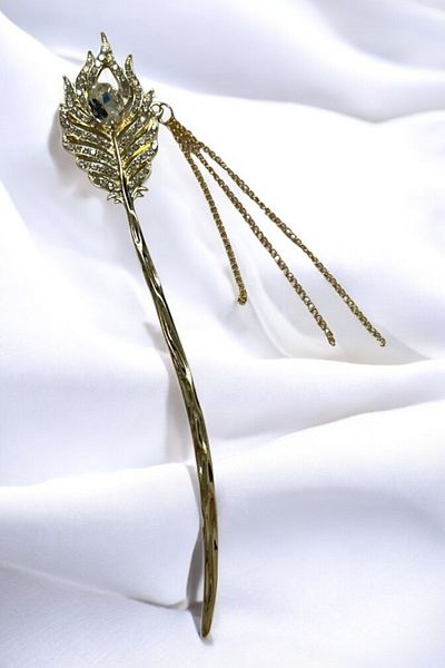 PETEK AKSESUAR Stone Feather Model Fringed Casting Metal Bar Buckle Buckle