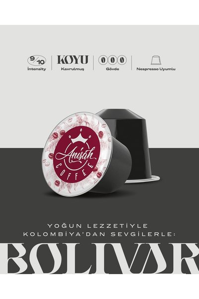 Anisah Coffee Bolivar Kapsül Kahve | 10'lu | Nespresso Uyumlu | Alüminyum Kapsül