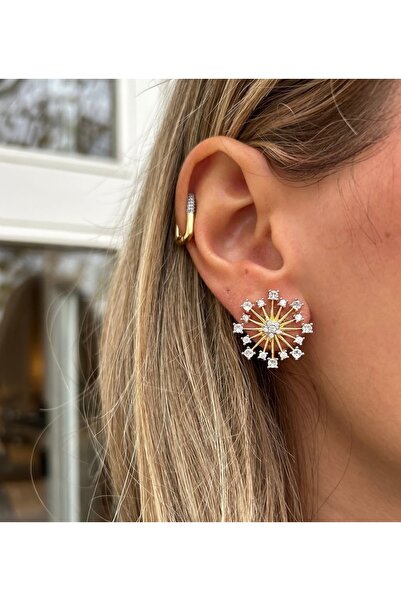 Liora Gold Sun Stone Detailed Earrings