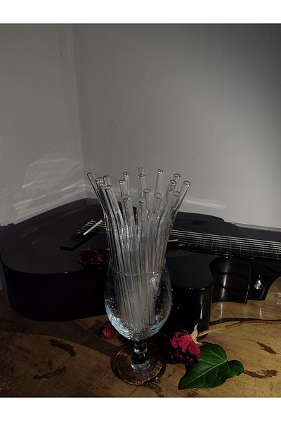 DMR HOME Porcelain Transparent 24' Glass Inclined Straw