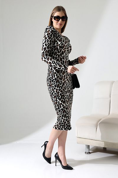 Planet Prestige Rochie creion cu mânecă lungă cu imprimeu leopard căptușit