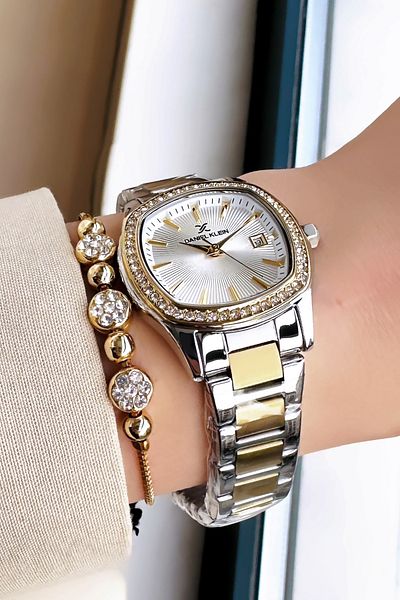 Daniel Klein New Season Waterproof Women Wrist Watch - Gold Silver Steel Band Gift Bracelet Dkby2028C2