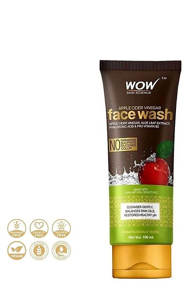 WOW Skin Science Apple Cider Vinegar Face Wash Gel 97.4% Natural Ingredient Ecocert Certified 100% Pure Apple Cider Vinegar