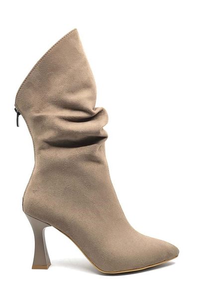 Kids Club Shoes Γυναικείες μπότες Mink - Πίσω φερμουάρ και κορδόνι