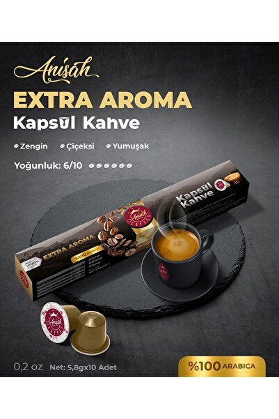 Anisah Coffee Extra Aroma Kapsül Kahve | 10'lu | Nespresso Uyumlu | Alüminyum Kapsül