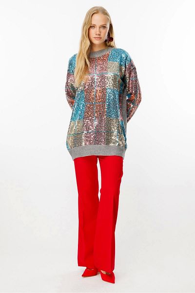 Ghisa Gray Sequined Knitted Tunic