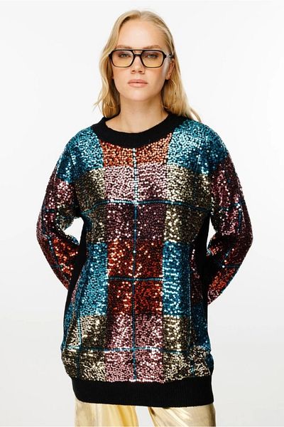 Ghisa Black Knitted Tunic - Sequin Detailed