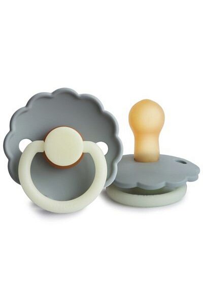 Frigg Daisy Rubber Pacifier - Glow in the Dark - French Gray Night 0-6 Months