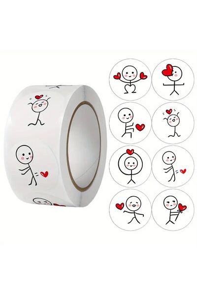 Onomo 2.5cm Match Man Heart Sticker - 50 Pieces