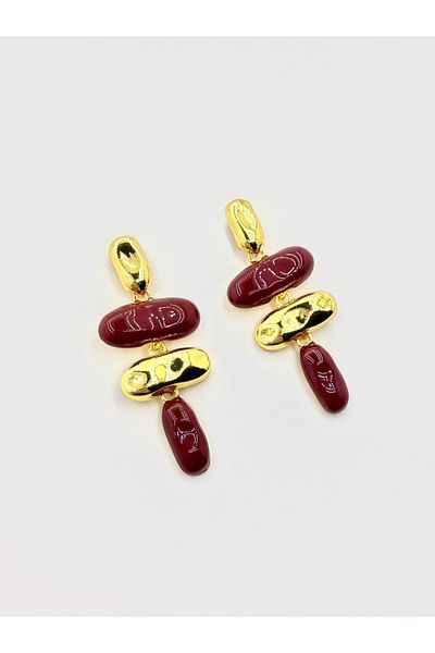 Epic Gold Red Dangle Women's Earrings