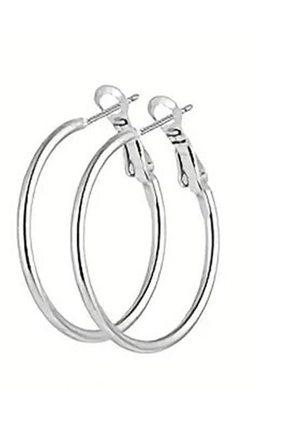 mos&more 4cm Silver Small Size Hoop Women's Earrings