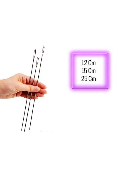 Metler Set of 3 Without Sack - 12 Cm, 15 Cm, 25 cm Long Large Perforated Needle