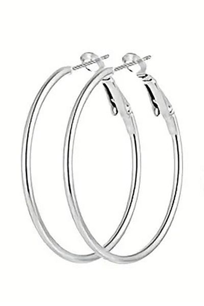 mos&more 5cm Silver Medium Size Hoop Women's Earrings