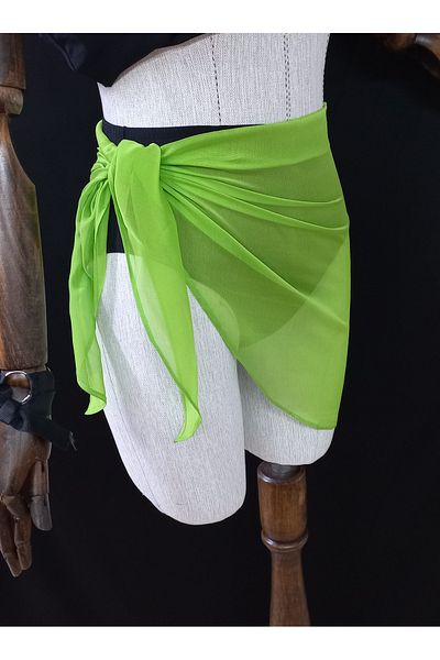 Qrsln Pistachio Green Daisy Chiffon Short Pareo
