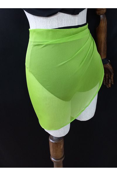 Qrsln Pistachio Green Daisy Chiffon Short Pareo