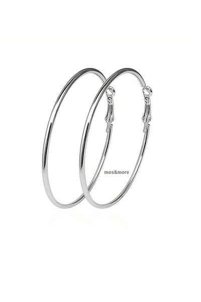 mos&more Silver 7cm Maxi Length Size Hoop Women's Earrings