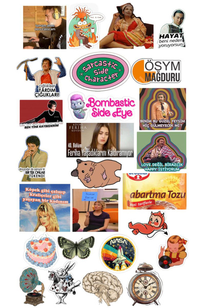 Sticksy Komik StickerTelefon Laptop Notebook Tablet Defter Matara Stiker Etik...