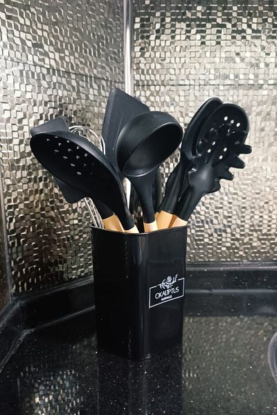 BEFTO HOME Silicone 11-Piece Ladle Spatula Serving Set with Heat-Resistant, Stand