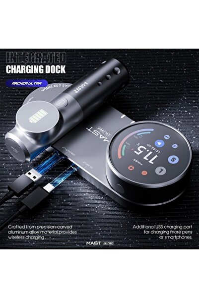 MAST 1 Set Gümüş Renkli Archer Ultra Kablosuz Power Supply Tattoo Cihazı