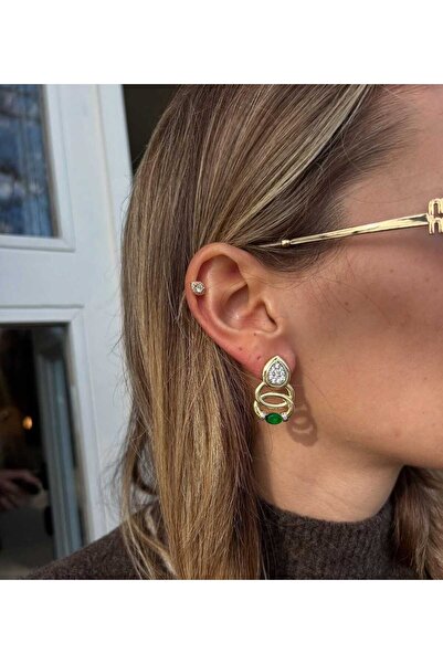 Bubbleatelier Yesil taş pery küpe