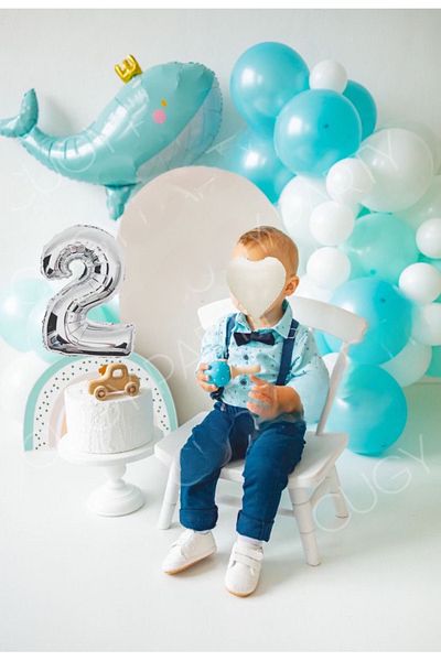 CUGY Blue Whale 2 Year Old Boy Birthday Mini Party Celebration Set