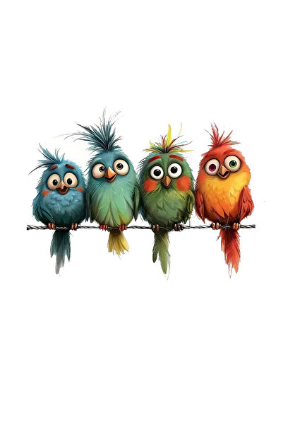 MegaSticker Renkli afacan kuşlar Sticker Araba, Motorsiklet, Kask, Laptop, Ca...