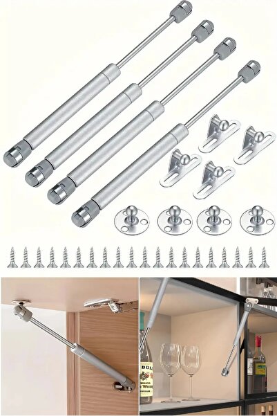BİTERSE 4 Adet Mutfak Dolap Kapak Amortisörü 100 N Gazlı Piston Gri
