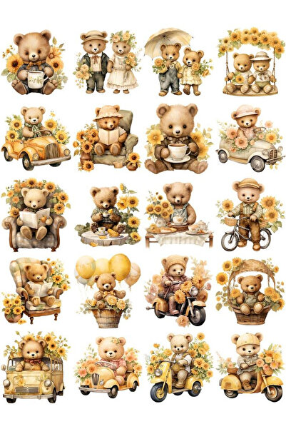 Sticksy Ayıcık StickerTelefon Laptop Notebook Tablet Defter Matara Stiker Eti...