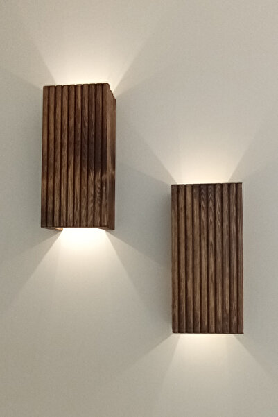 NONYA Ahşap Duvar Apliği Çift Yönlü Pilli Ledli (Güçlü Işık) Duvar Dekorasyonu