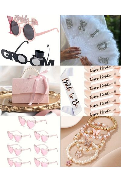 Store Bride Groom Glasses, Satin Sash and Bridesmaid Gifts