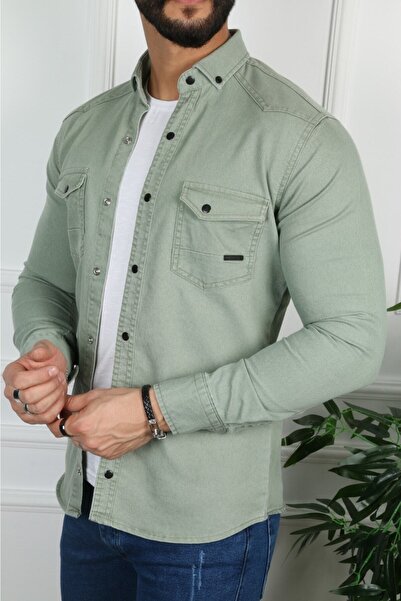 çerme Men's Green Denim Shirt Ç12