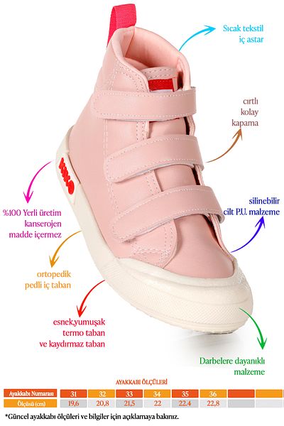 KARAMAZI Karamazı Kids Garf Daily Velcro Girls Boat Shoes