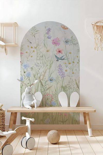Grafikup Autocolant de perete decorativ Boho Oval Autocolant de perete oval cu model de flori