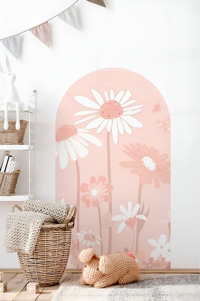 Grafikup Autocolant de perete decorativ Boho Oval Autocolant de perete oval cu model de flori