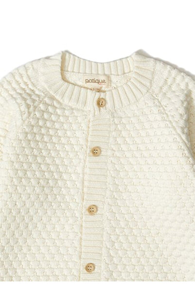 ElisaOtantik Ecru Organic Cotton Knitwear Baby Cardigan