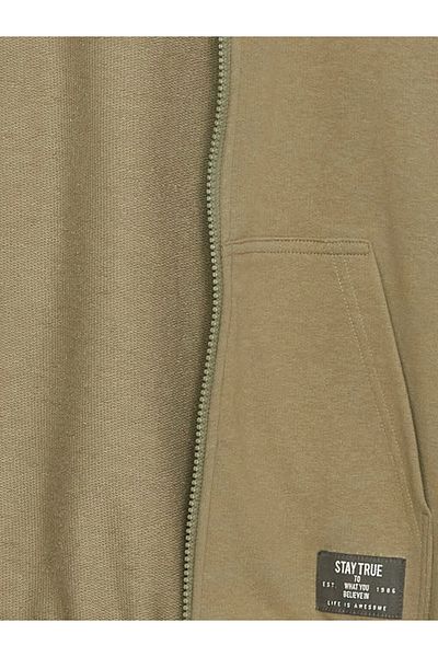LC Waikiki Φούτερ με φερμουάρ για αγόρι με κουκούλα LCW Kids Khaki