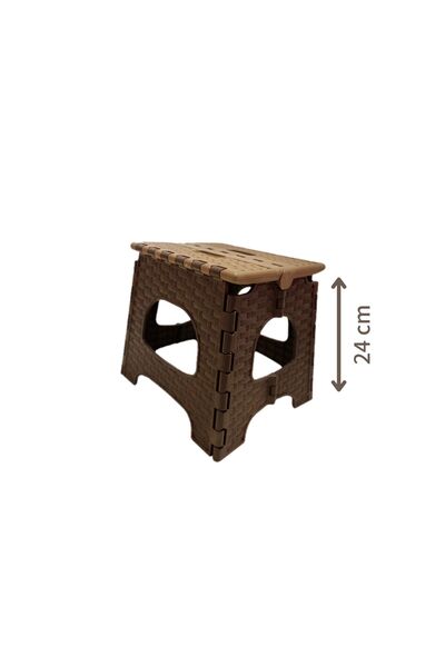 ViZKA Küçük Boy Katlanır Tabure Plastik Kamp ve Balıkçı Taburesi Koyu Kahverengi