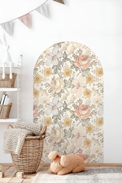 Grafikup Autocolant de perete decorativ Boho Oval Autocolant de perete oval cu model de flori