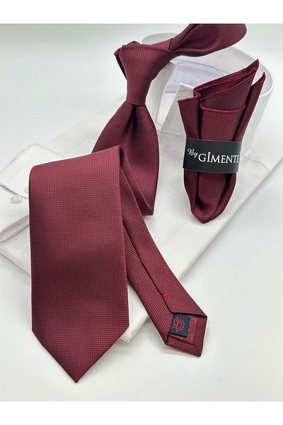 Gutiero Тъмно бордо вратовръзка с джоб с шарка