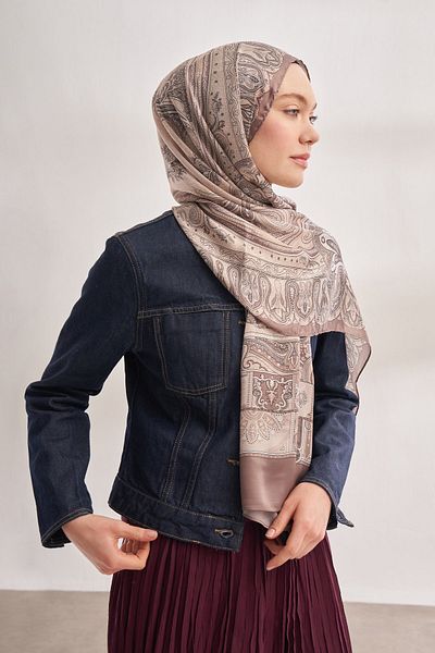ARMANDA Ethnic Voile Mystigue Pattern Special Series Shawl - Light Mink