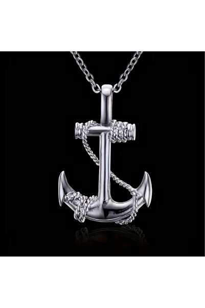 Shehlaa Çapa, Titanyum Çelik Beyaz Altın Kaplama Çapa Kolye, Erkek Kolye, Babalar Günü, Hediye