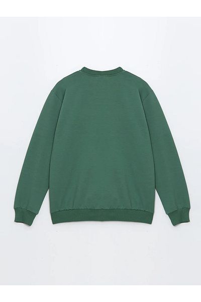 LC Waikiki Lcw Kids Green Crew Neck Long Sleeve Printed Boys' Sweatshirt