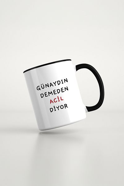 feinas Text Black Porcelain Mug
