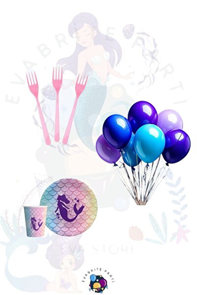 Evabrite Σετ με θέμα Γοργόνα για 16 άτομα Minib - Προμήθειες για πάρτι γενεθλίων