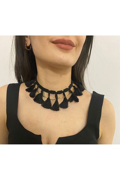 SmY Bag Design Tufted Choker Necklace