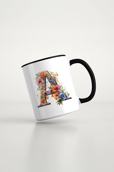 feinas Black Porcelain Mug - Letters